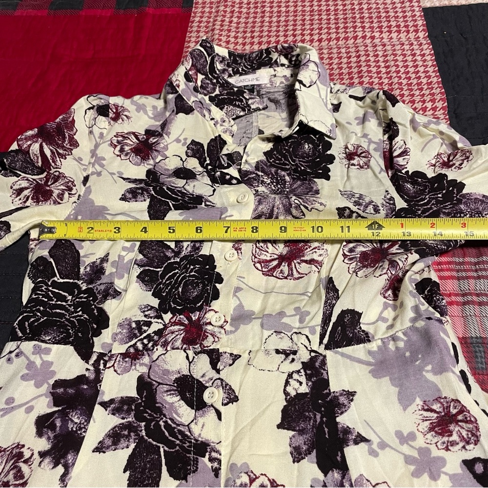 Women’s Cream Purple Floral Flower Long Maxi Dress Size Small - Picture 4 of 10